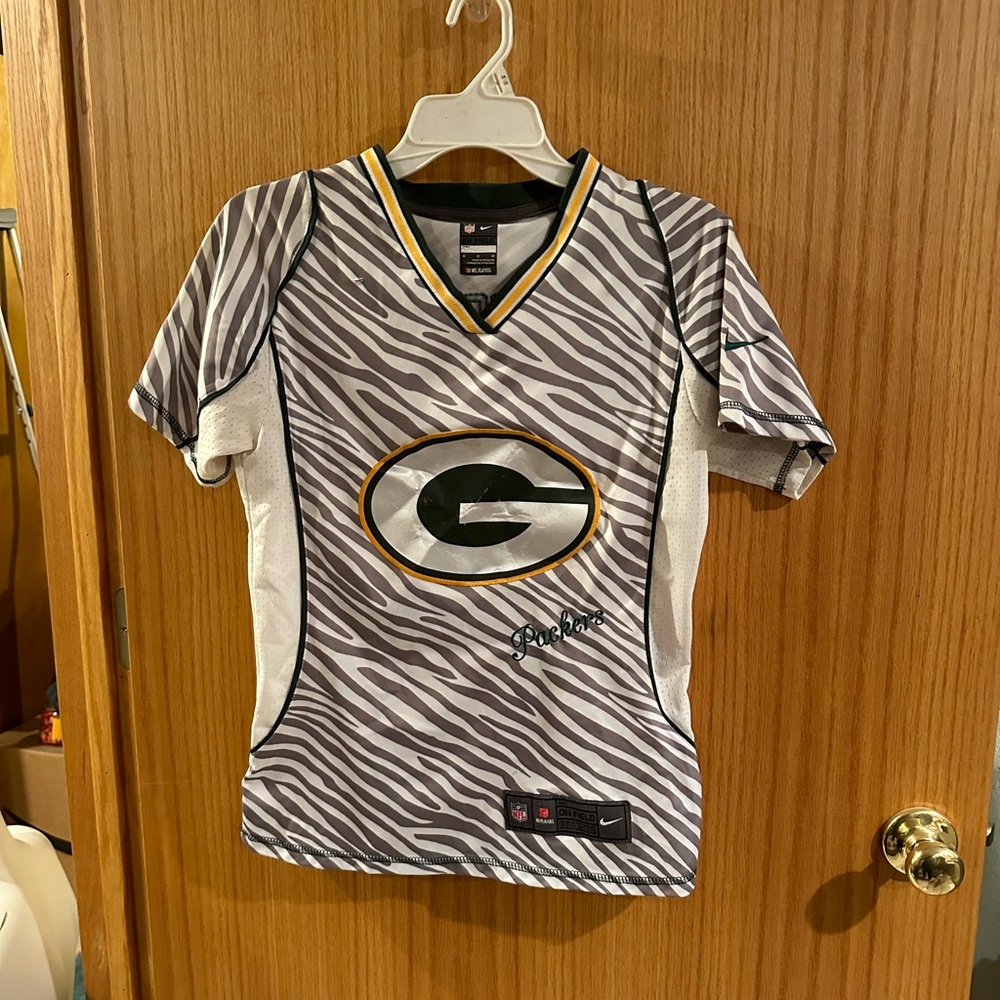 NFL/Nike collab Gray and Green Jersey with V-Neck Design